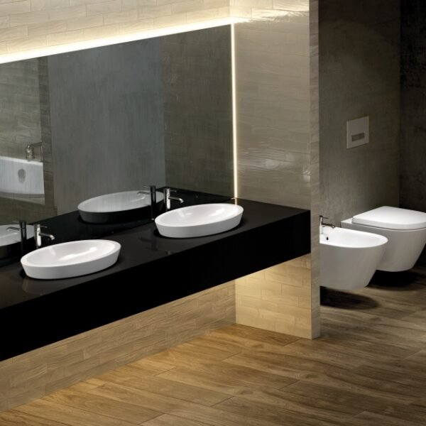 RAK Resort Oval Sit-On Countertop Basin - 580mm Wide - No TH - White - Image 3