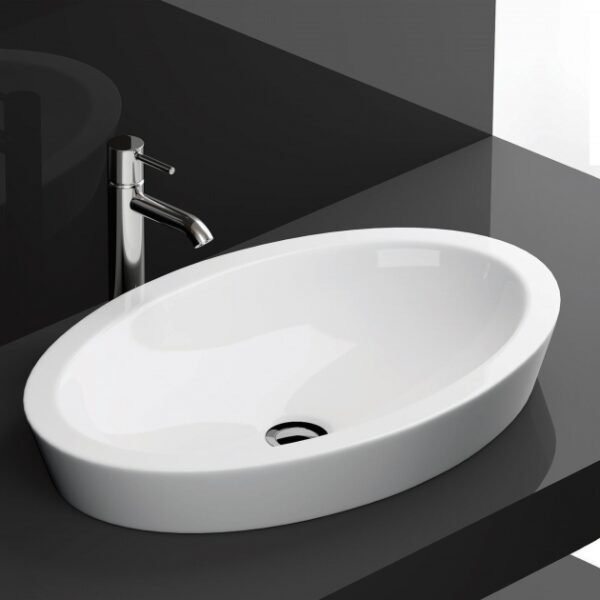 RAK Resort Oval Sit-On Countertop Basin - 580mm Wide - No TH - White