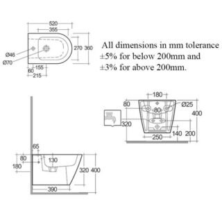 RAK Resort Wall Hung Bidet With Hidden Fixations - Alpine White - Image 4