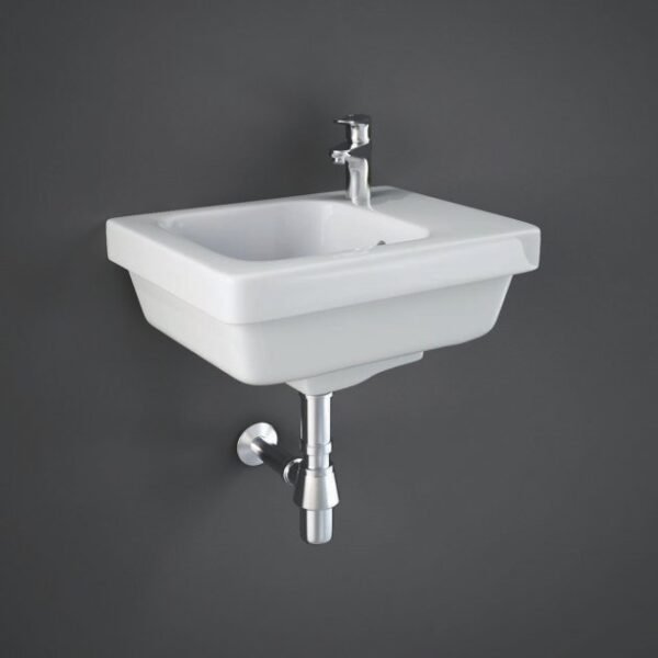 RAK Resort Wall Hung Basin - 360mm Wide - 1 TH - Right Handed - White