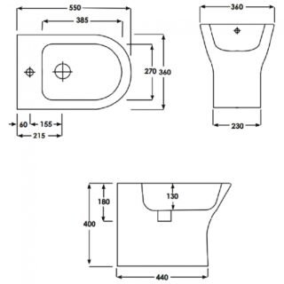 RAK Resort Back To Wall Bidet - Alpine White - Image 3