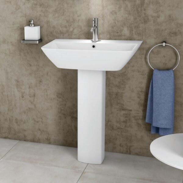 RAK Summit Basin With Full Pedestal - 500mm Wide - 1 TH - White - Image 2