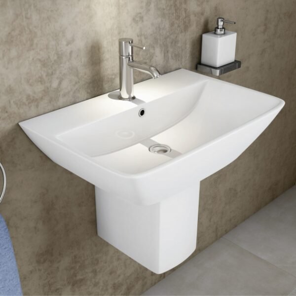 RAK Summit Basin With Semi Pedestal - 500mm Wide - 1 TH - White - Image 2