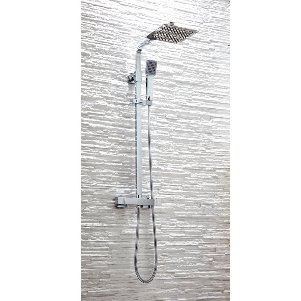 Scudo Elliot Square Rigid Riser Shower Kit - Chrome