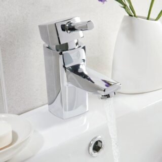 Scudo Forme Mini Mono Basin Mixer Tap With Push Waste - Chrome - Image 3