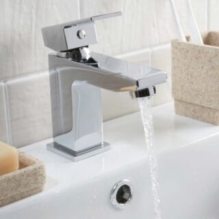 Scudo Lanza Mono Basin Mixer Tap With Push Waste - Chrome - Image 3