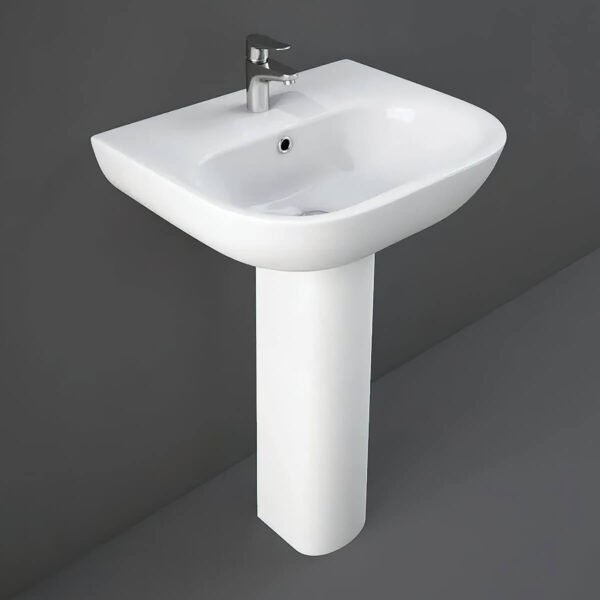 RAK Tonique Basin With Full Pedestal - 550mm Wide - 1 TH - White