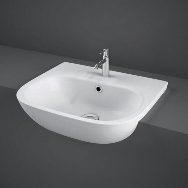 RAK Tonique Semi Recessed Basin - 520mm Wide - 1 TH - White