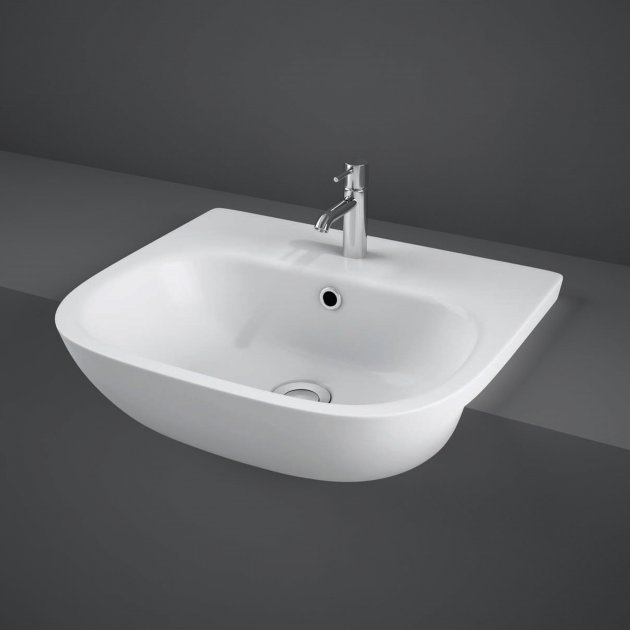RAK Tonique Semi Recessed Basin - 520mm Wide - 1 TH - White