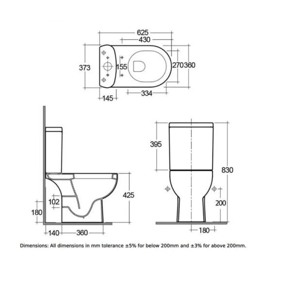 RAK Tonique Full Access Open Back Close Coupled Toilet With Cistern And Soft Close Seat - White - Image 2