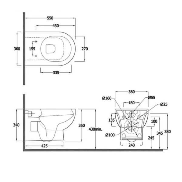 RAK Tonique Rimless Wall Hung Toilet With Hidden Fixation And Soft Close Seat - White - Image 4