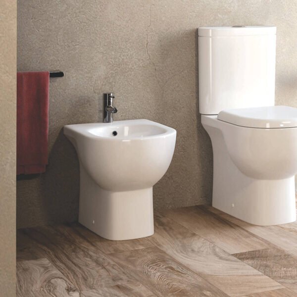 RAK Tonique Back To Wall Bidet - 360mm Wide - 1 TH - White - Image 2