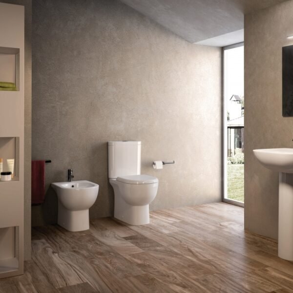 RAK Tonique Back To Wall Close Coupled Toilet With Cistern And Soft Close Seat - White - Image 2