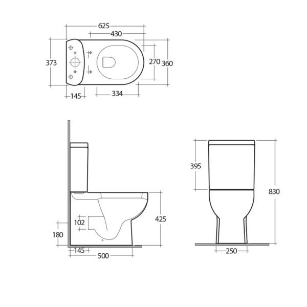 RAK Tonique Back To Wall Close Coupled Toilet With Cistern And Soft Close Seat - White - Image 3