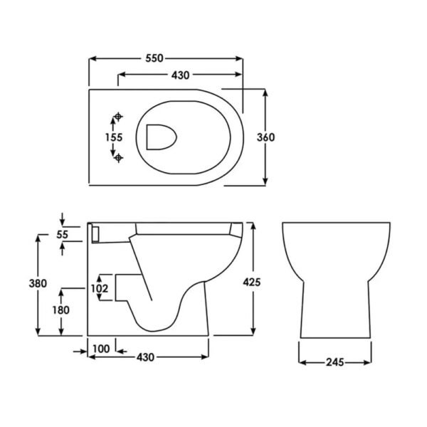RAK Tonique Back To Wall Toilet With Soft Close Seat - White - Image 2