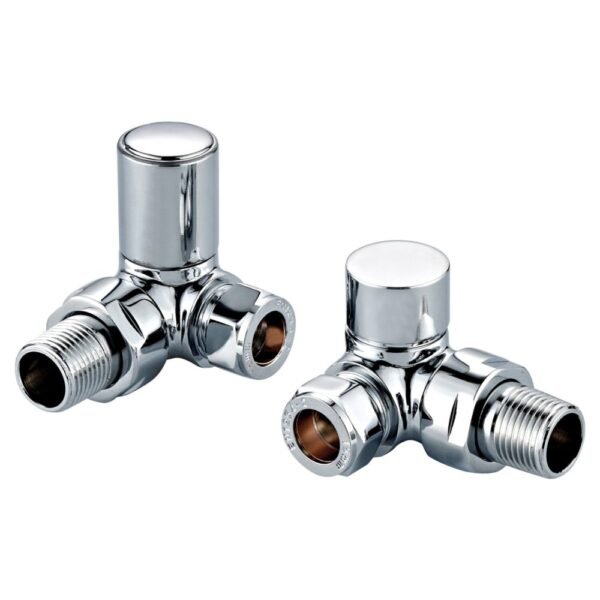 Scudo Corner Towel Radiator Valve Pair - Chrome