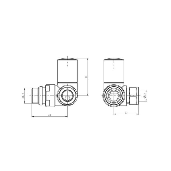Scudo Corner Towel Radiator Valve Pair - Chrome - Image 2