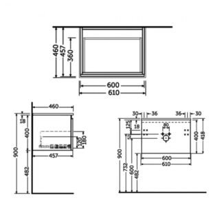 RAK Uno 1 Drawer Wall Hung Vanity Unit With Matt White Basin - Image 10