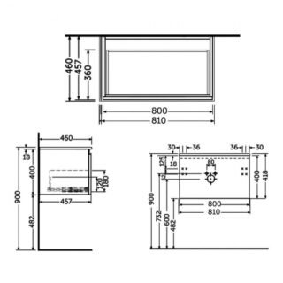 RAK Uno 1 Drawer Wall Hung Vanity Unit With Matt White Basin - Image 11