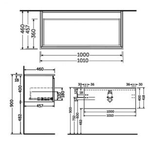 RAK Uno 1 Drawer Wall Hung Vanity Unit With Matt White Basin - Image 12