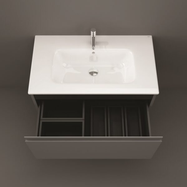 RAK Uno 1 Drawer Wall Hung Vanity Unit With Gloss White Basin - Image 7