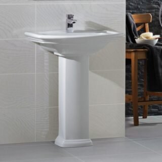 RAK Washington Basin With Full Pedestal - 760mm Wide - 1 TH - White - Image 3