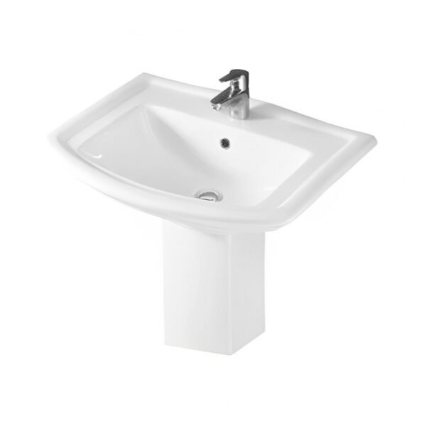 RAK Washington Basin With Semi Pedestal - 650mm Wide - 1 TH - White