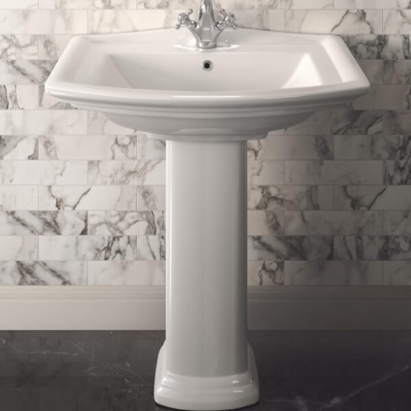 RAK Washington Basin With Full Pedestal - 560mm Wide - 1 TH - White - Image 2