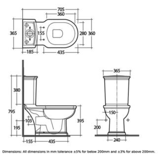 RAK Washington Close Coupled Toilet With Push Button Cistern And Seat - White - Image 2