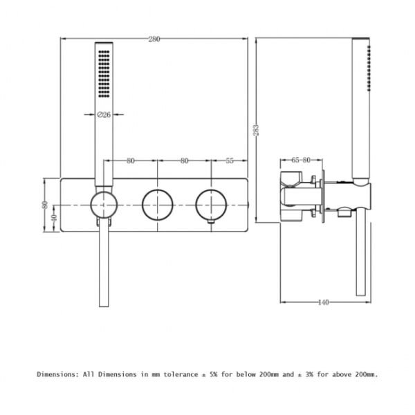 RAK Amalfi 2 Outlet Thermostatic Concealed Shower Valve With Shower Handset - Image 2