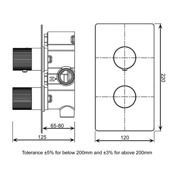RAK Amalfi 1 Outlet Thermostatic Concealed Shower Valve - Image 2