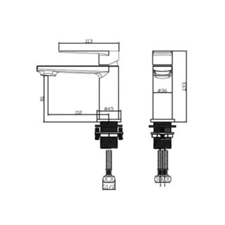 RAK Blade Mini Mono Basin Mixer Tap With Waste - 1 TH - Chrome - Image 2