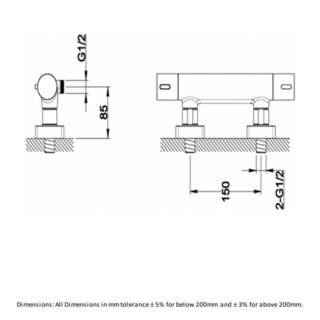 RAK Blade 1 Outlet Wall Mounted Thermostatic Exposed Shower Valve - Chrome - Image 2