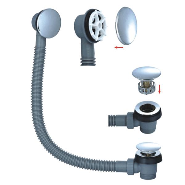 Rak Easy Clean Bath Clicker Waste and Overflow - Chrome