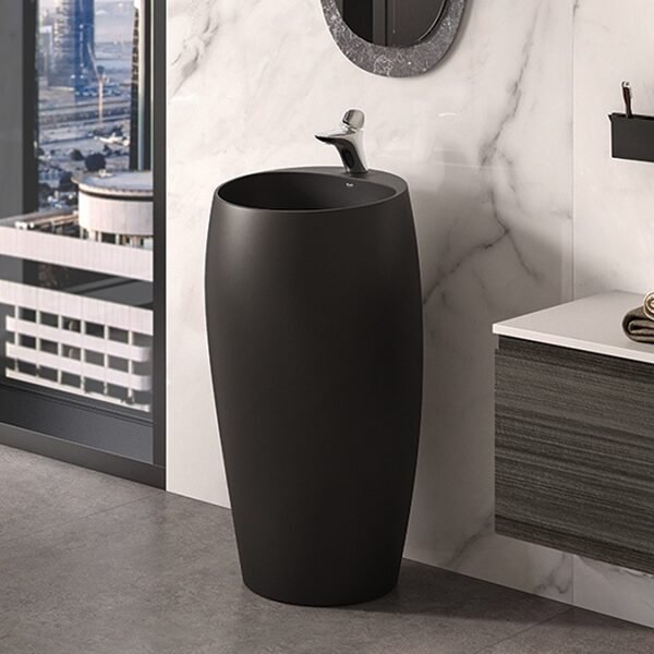 Rak Cloud Freestanding Wash Basin - 550mm Wide - Matt Black - 1 TH - Image 2