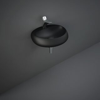 Rak Cloud Wall Hung Wash Basin - 550mm Wide - Matt Black - 1 TH - Image 2