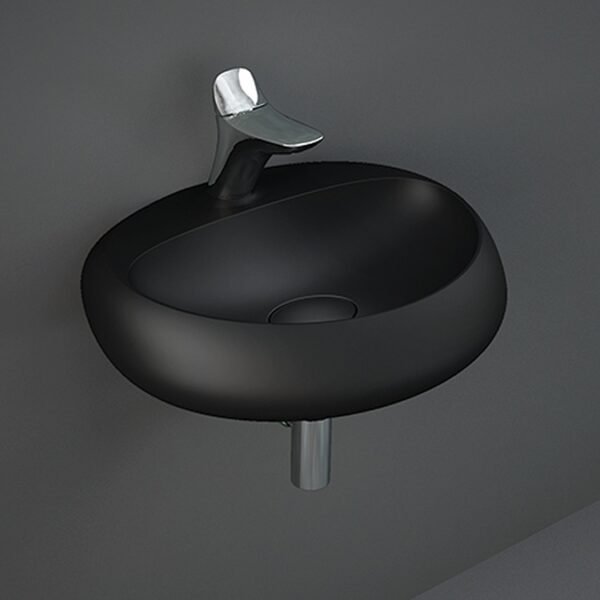 Rak Cloud Wall Hung Wash Basin - 550mm Wide - Matt Black - 1 TH