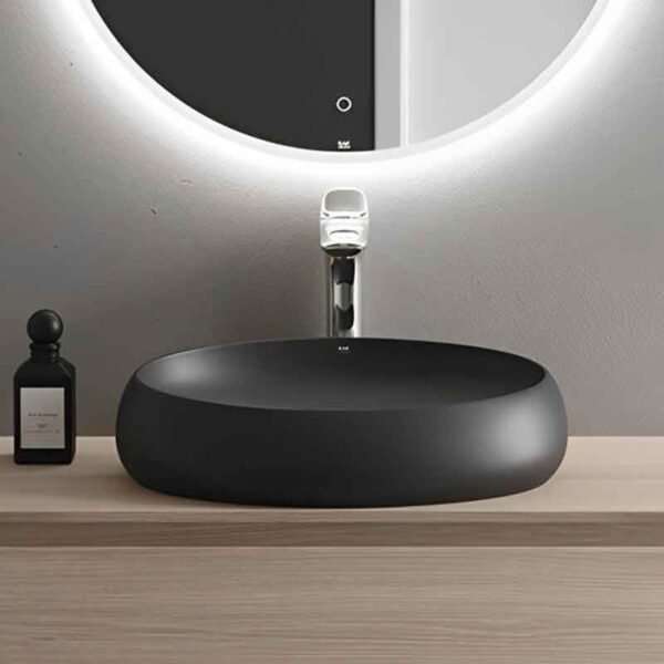 Rak Cloud Countertop Basin - 580mm Wide - Matt Black - No TH - Image 3