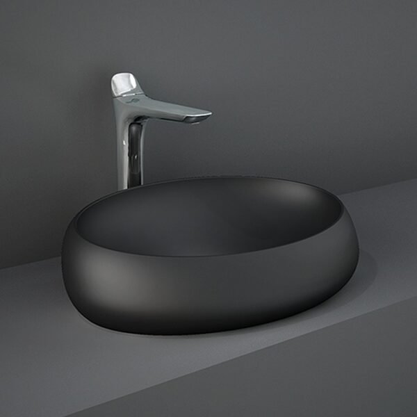 Rak Cloud Countertop Basin - 580mm Wide - Matt Black - No TH