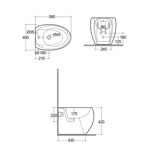 Rak Cloud Back To Wall Bidet - Image 4