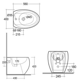 Rak Cloud Wall Hung Bidet - Matt Black - Image 2