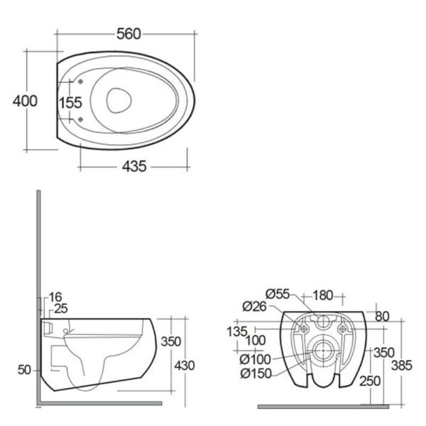 Rak Cloud Rimless Wall Hung Toilet With Soft Close Seat - Image 2