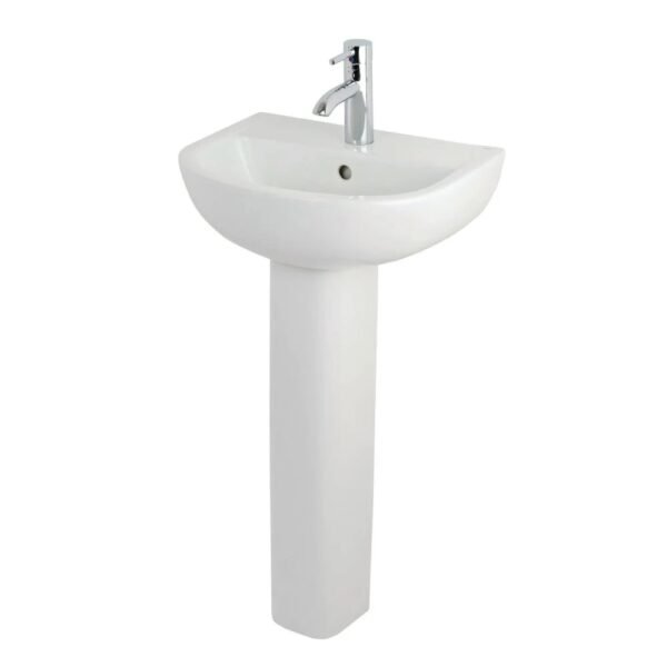 Rak Compact Basin With full Pedestal - 450mm Wide - Alpine White