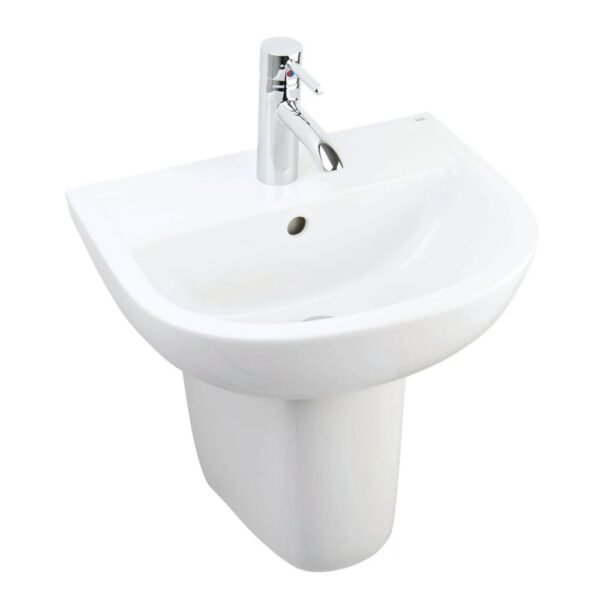 Rak Compact Basin With Half Pedestal - 450mm Wide - Alpine White