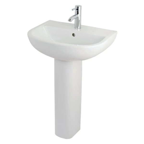 Rak Compact Basin With full Pedestal - 550mm Wide - Alpine White