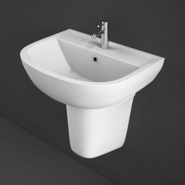 Rak Compact Basin With Half Pedestal - 550mm Wide - Alpine White