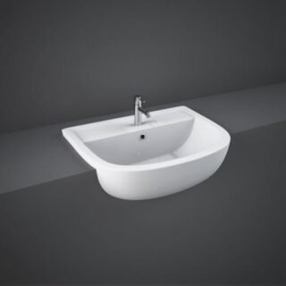 Rak Compact Semi Recessed Basin - 550mm Wide - Alpine White - Image 2