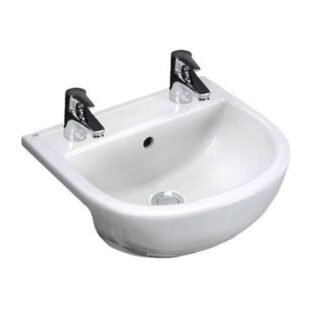 Rak Compact Semi Recessed Basin - 550mm Wide - Alpine White - Image 3