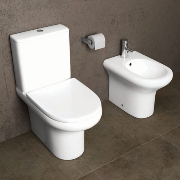 RAK Compact Closed Back Comfort Height Close Coupled Toilet With Soft Close Seat - White - Image 2