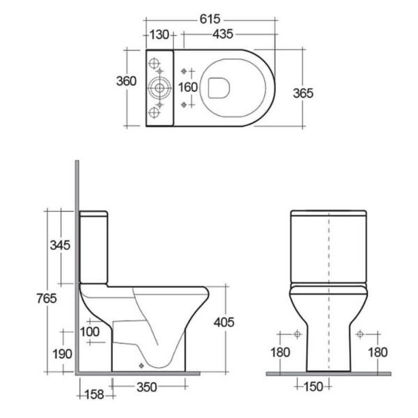RAK Compact Open Back Close Coupled Toilet With Soft Close Seat - White - Image 3